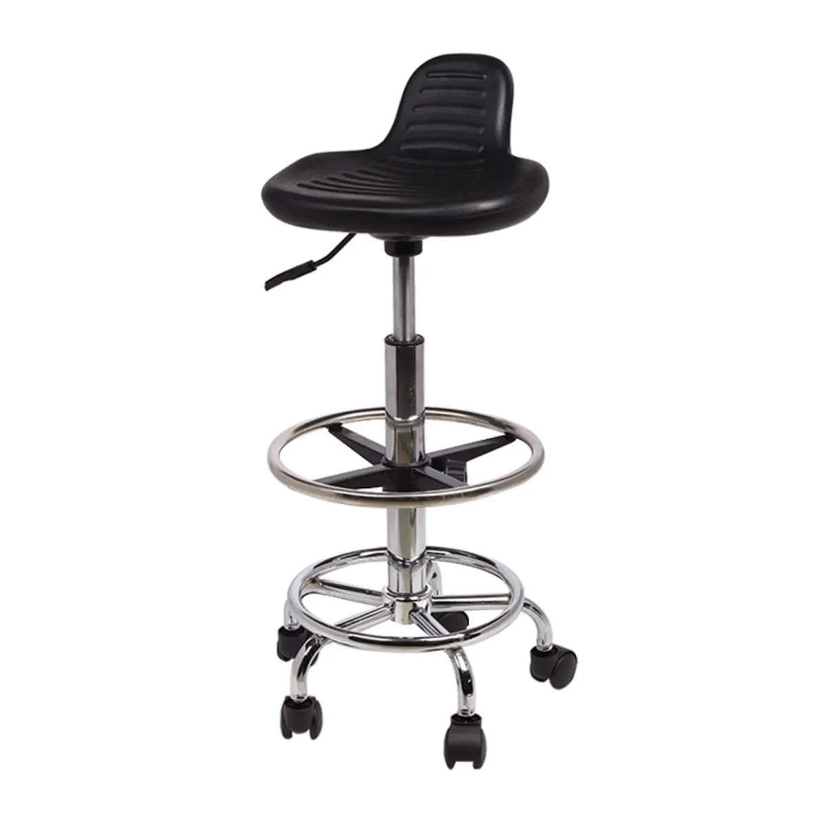 Modern Black Alloy Low Back Office Stool with Casters