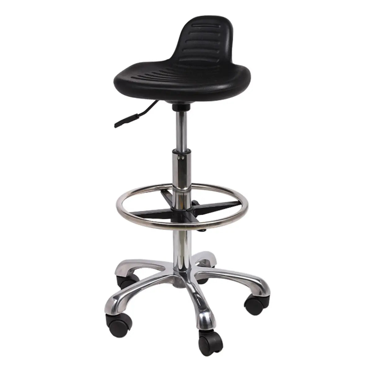 Modern Black Alloy Low Back Office Stool with Casters