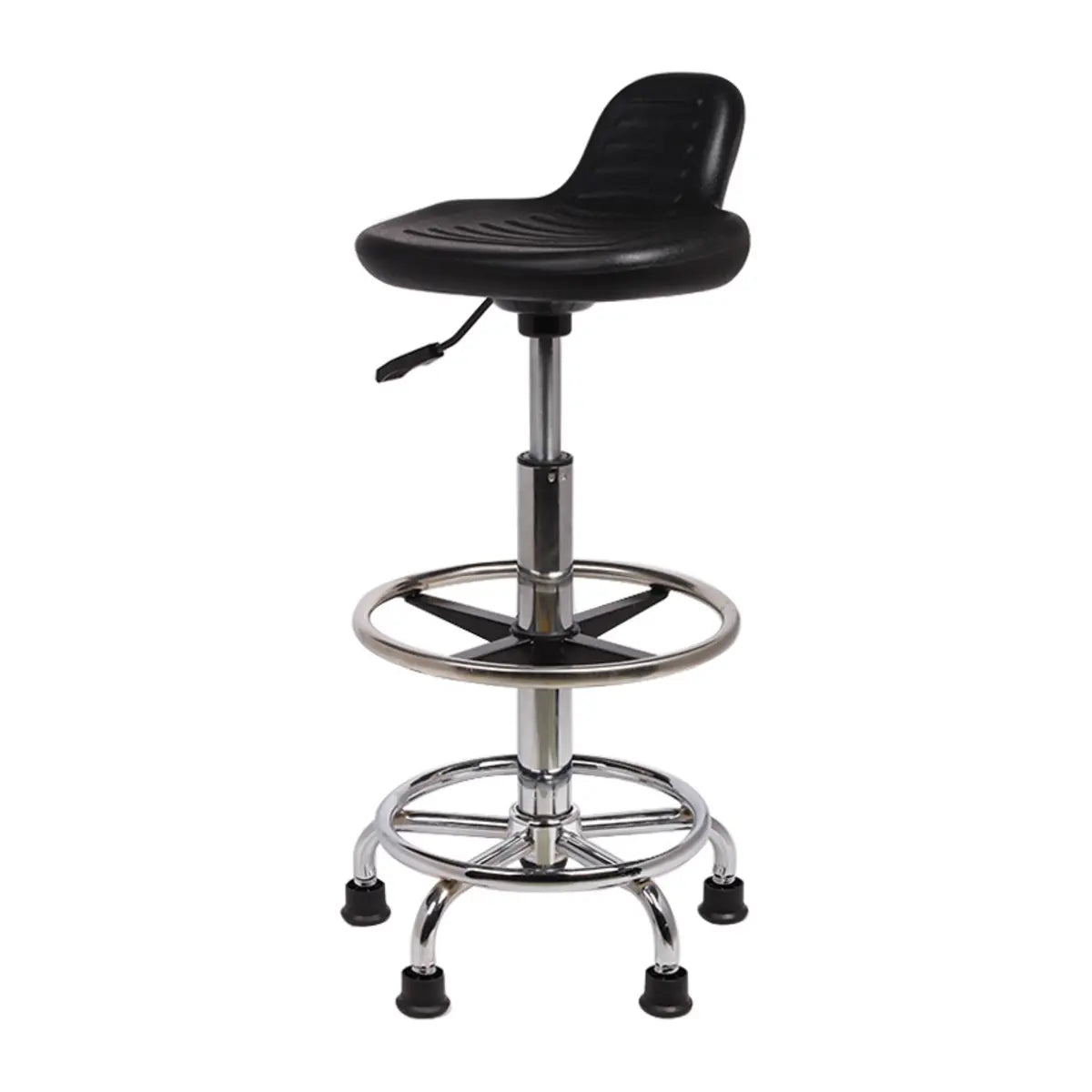 Modern Black Alloy Low Back Office Stool with Casters