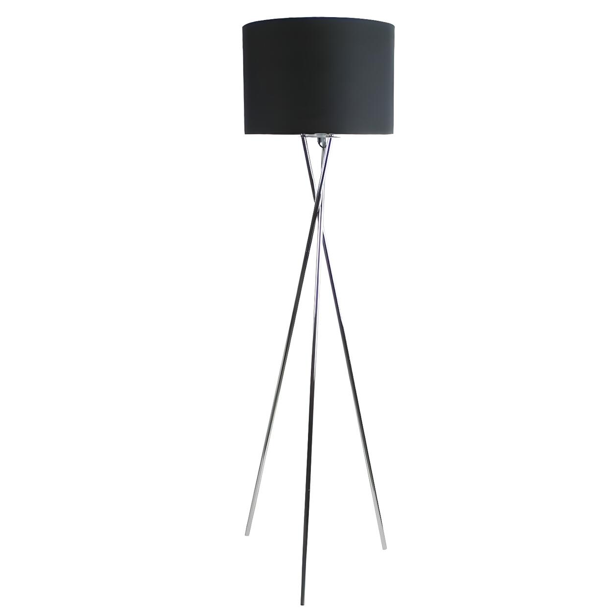 Modern Black Drum Shade Tripod Metal Floor Lamp