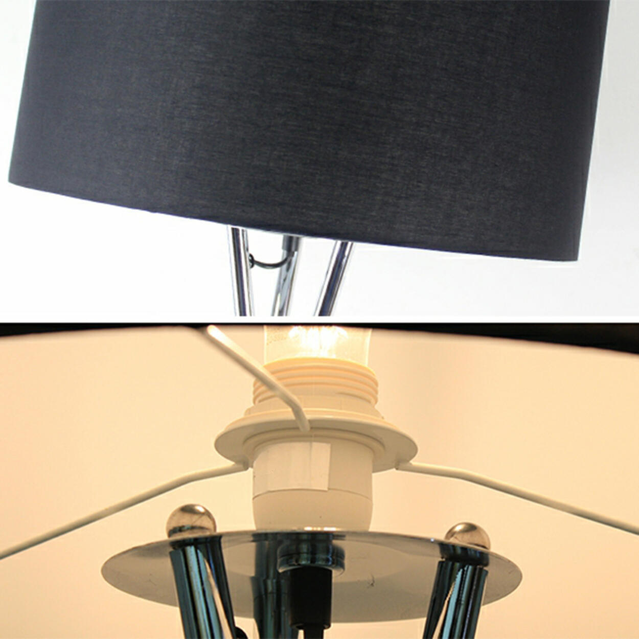 Modern Black Drum Shade Tripod Metal Floor Lamp