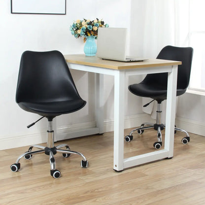 Modern Black Ergonomic Office Stool Wheels Adjustable Height