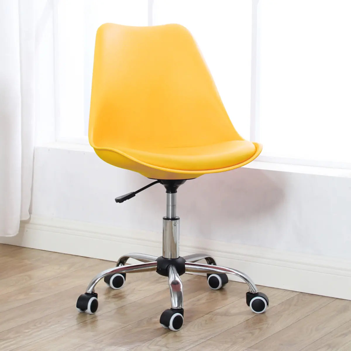 Modern Black Ergonomic Office Stool Wheels Adjustable Height