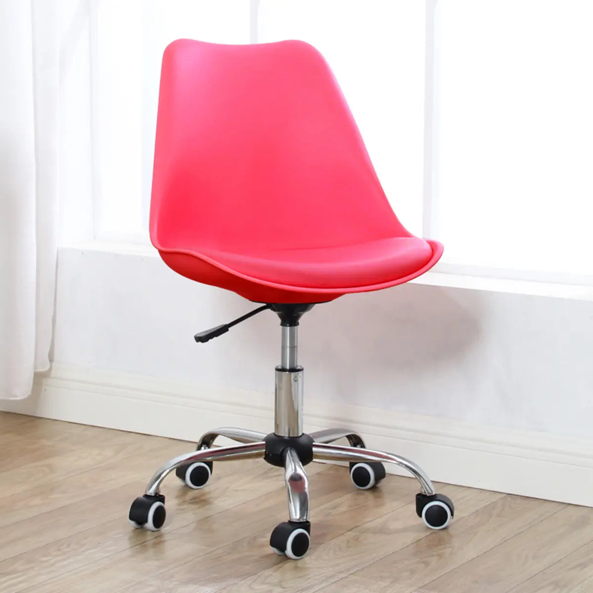 Modern Black Ergonomic Office Stool Wheels Adjustable Height