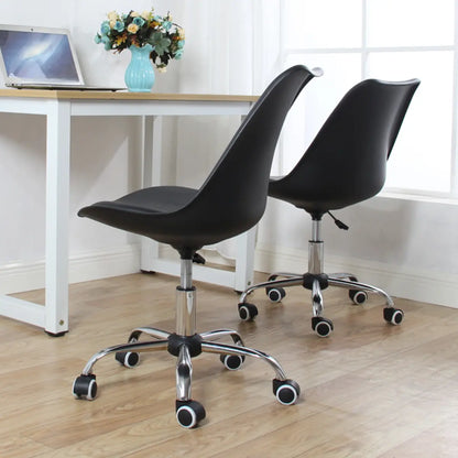 Modern Black Ergonomic Office Stool Wheels Adjustable Height