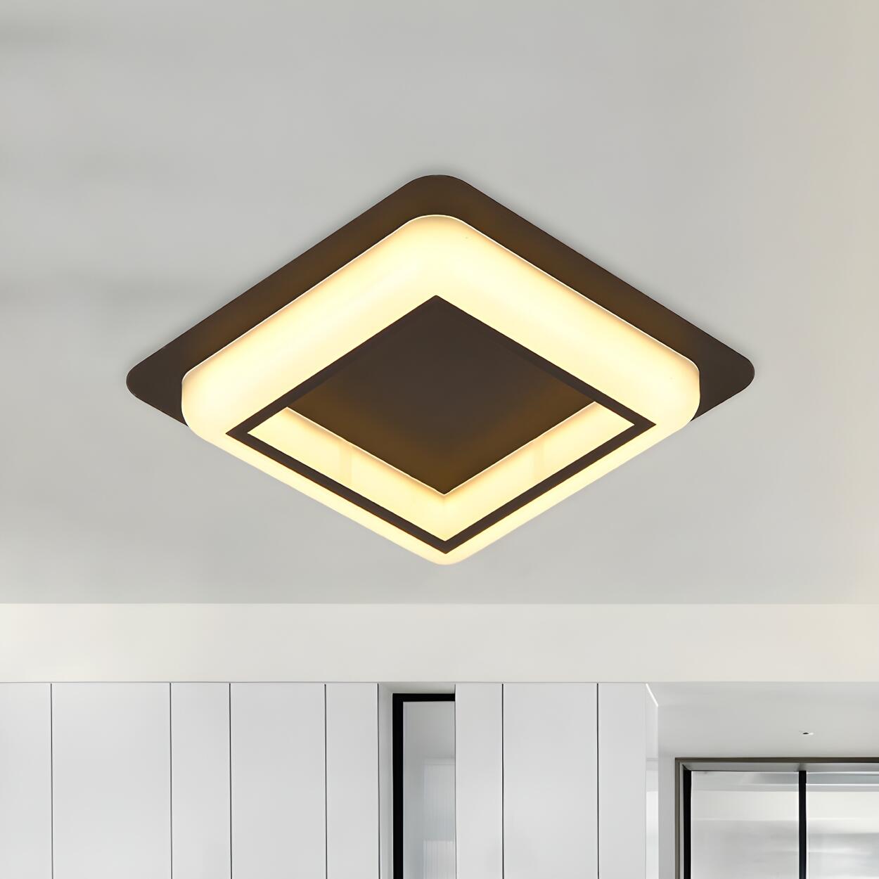 Modern Black Square LED Flush Mount Ceiling Light