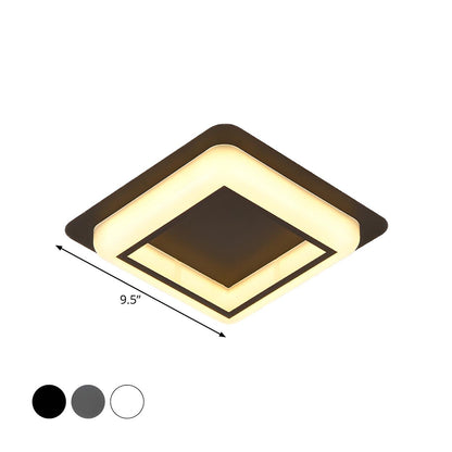 Modern Black Square LED Flush Mount Ceiling Light