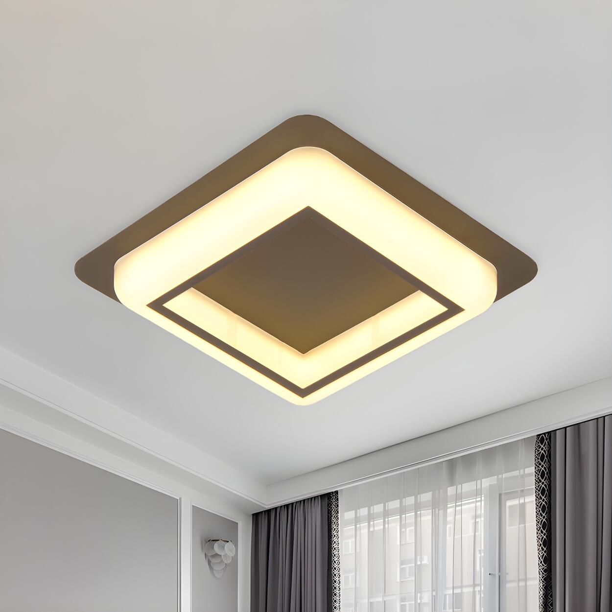 Modern Black Square LED Flush Mount Ceiling Light