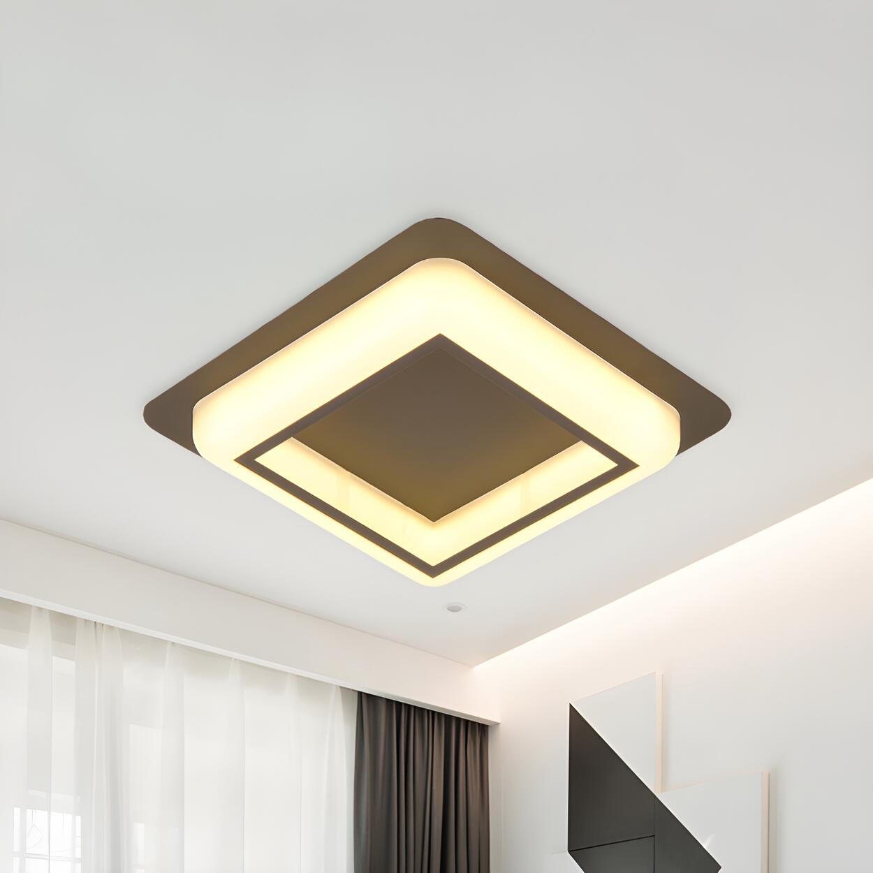 Modern Black Square LED Flush Mount Ceiling Light