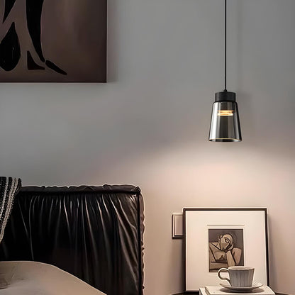 Modern Black Tapered Glass Pendant Light Bedroom