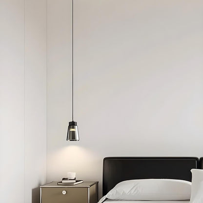 Modern Black Tapered Glass Pendant Light Bedroom