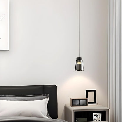 Modern Black Tapered Glass Pendant Light Bedroom