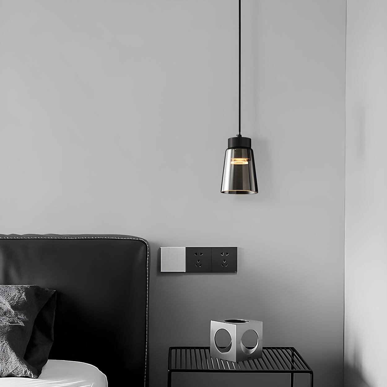 Modern Black Tapered Glass Pendant Light Bedroom