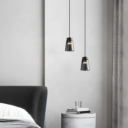 Modern Black Tapered Glass Pendant Light Bedroom