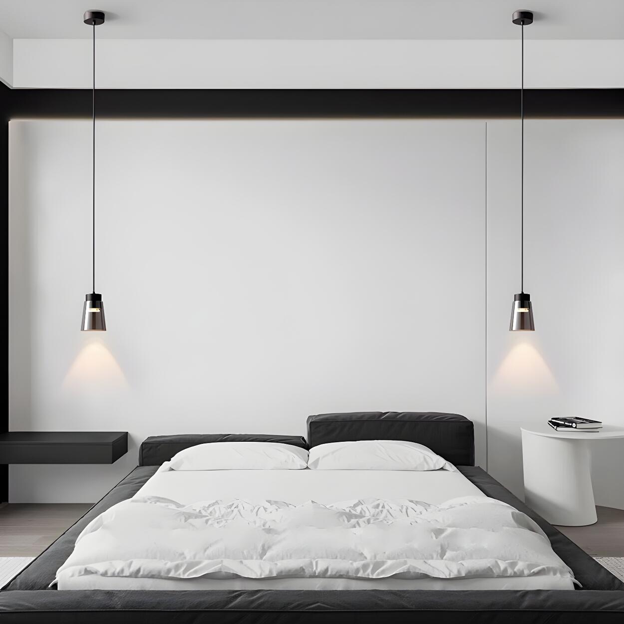 Modern Black Tapered Glass Pendant Light Bedroom