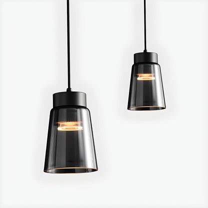 Modern Black Tapered Glass Pendant Light Bedroom