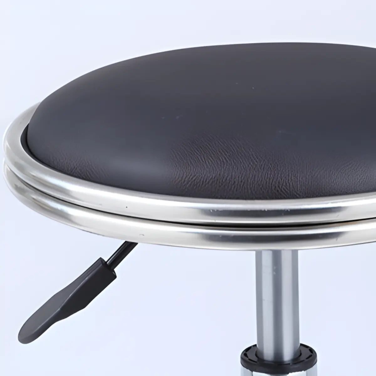 Modern Blue Round Alloy Office Stool Backless Leather Seat