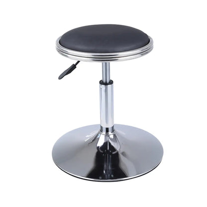 Modern Blue Round Alloy Office Stool Backless Leather Seat