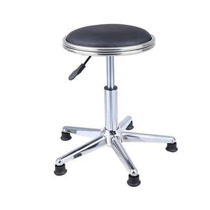 Modern Blue Round Alloy Office Stool Backless Leather Seat