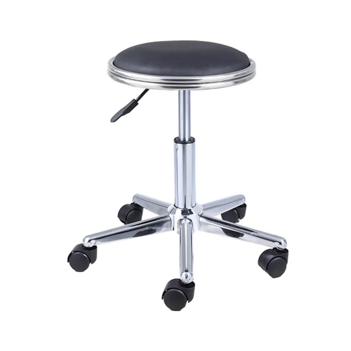 Modern Blue Round Alloy Office Stool Backless Leather Seat