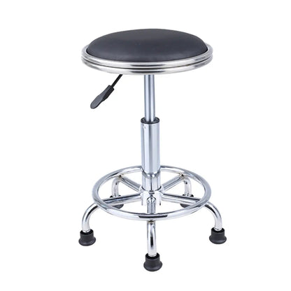 Modern Blue Round Alloy Office Stool Backless Leather Seat