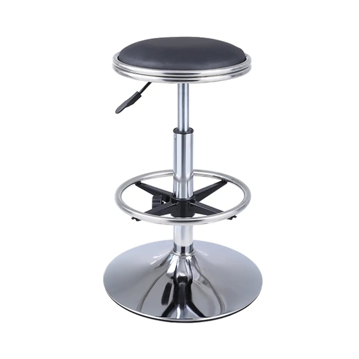 Modern Blue Round Alloy Office Stool Backless Leather Seat