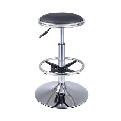 Modern Blue Round Alloy Office Stool Backless Leather Seat