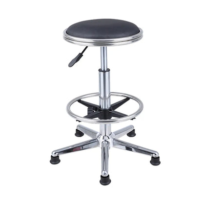 Modern Blue Round Alloy Office Stool Backless Leather Seat