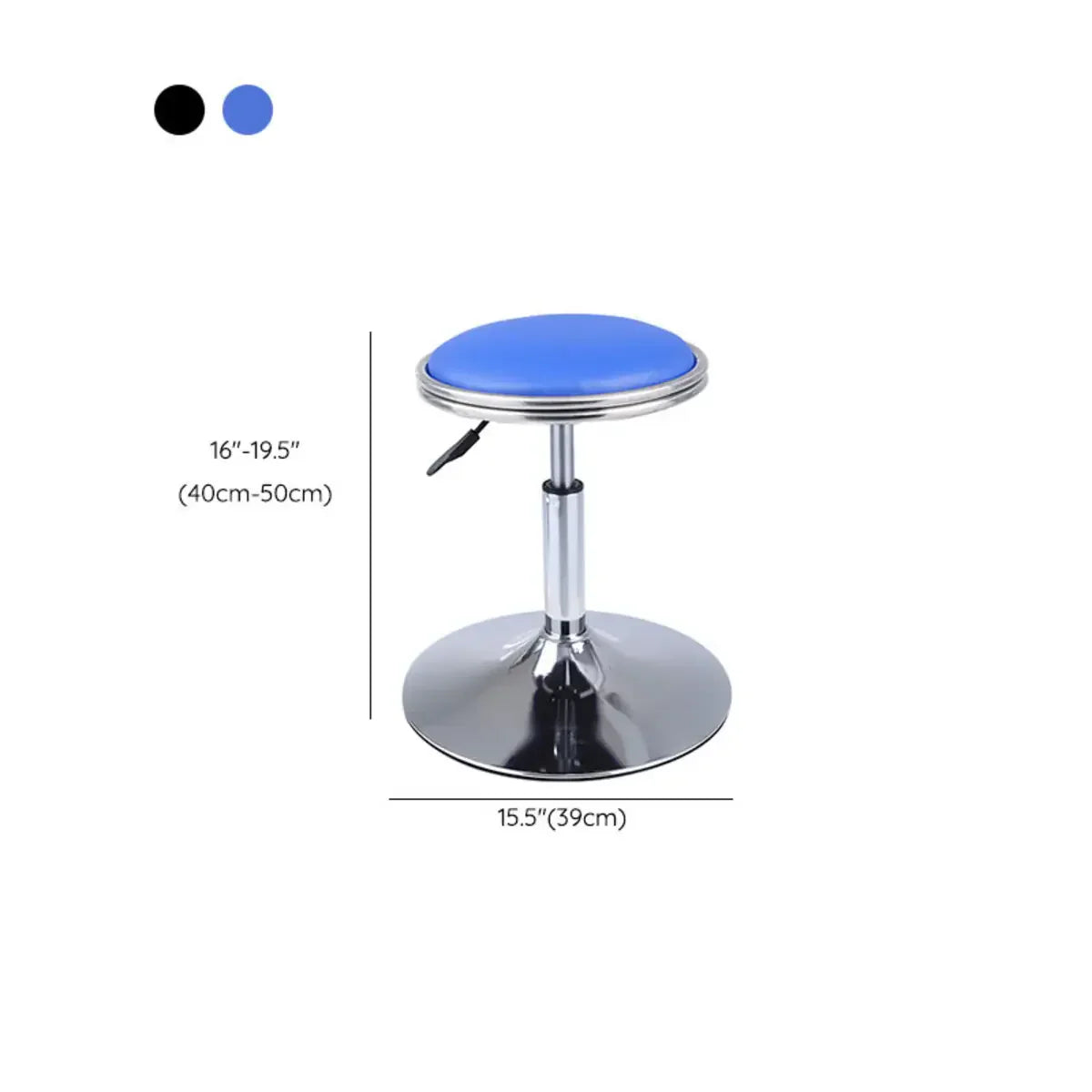 Modern Blue Round Alloy Office Stool Backless Leather Seat