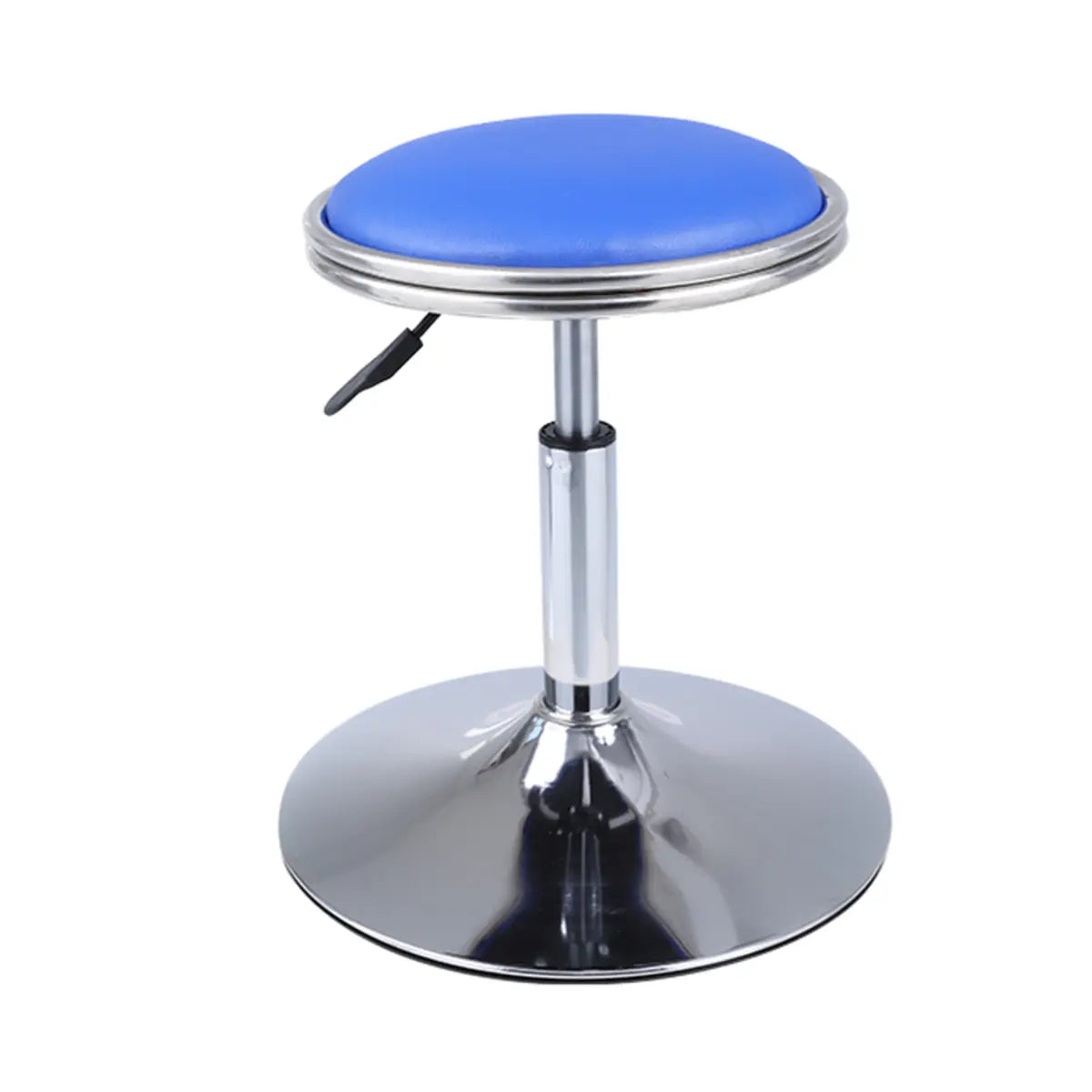 Modern Blue Round Alloy Office Stool Backless Leather Seat