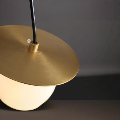 Modern Brass Disc White Glass Globe Pendant Light