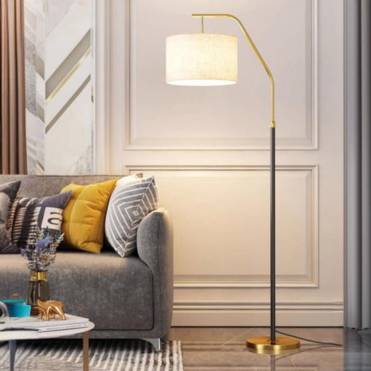 Modern Brass Drum Flexible Height Floor Lamp Foot Switch