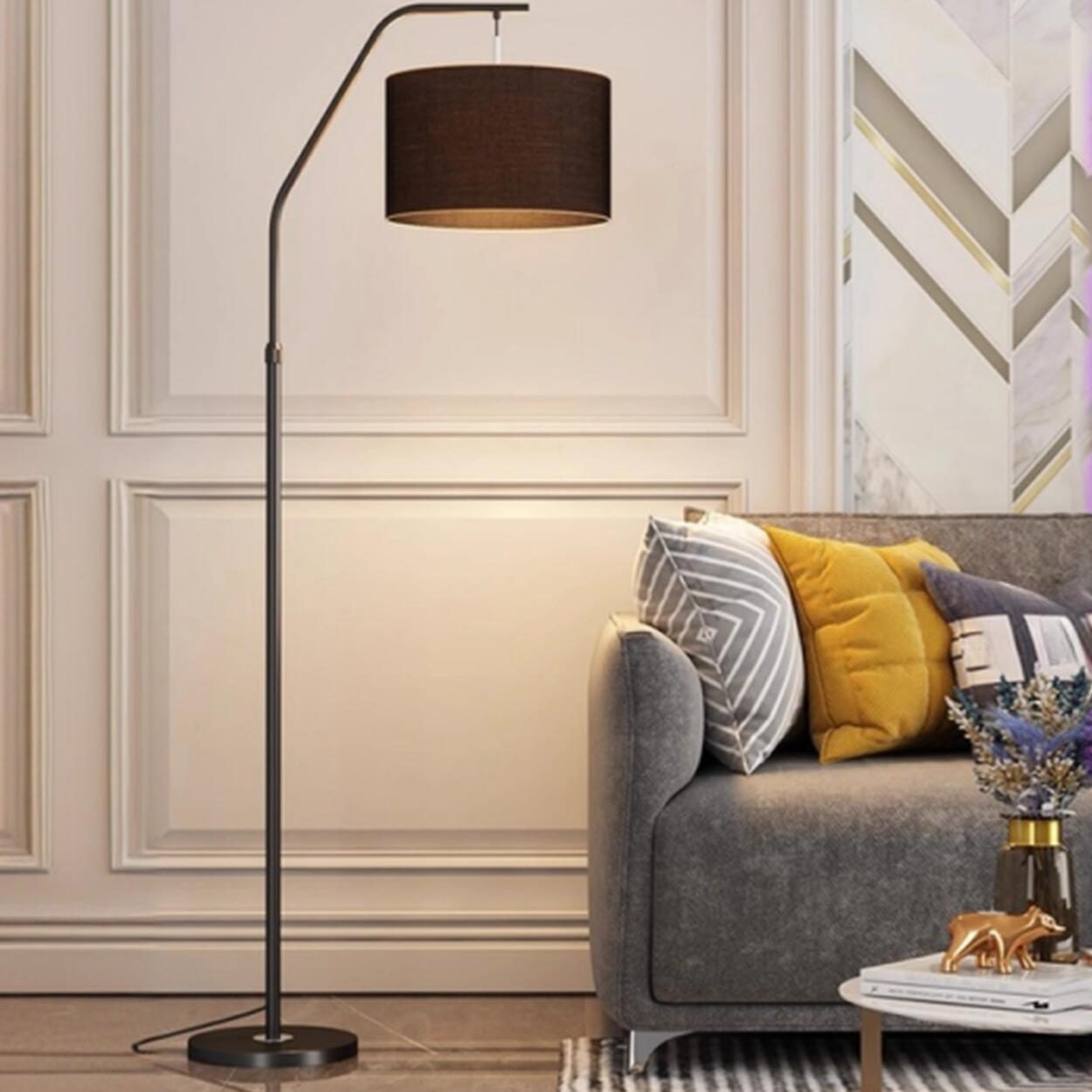 Modern Brass Drum Flexible Height Floor Lamp Foot Switch