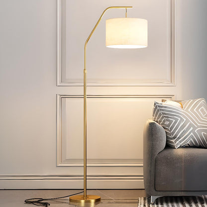 Modern Brass Drum Flexible Height Floor Lamp Foot Switch