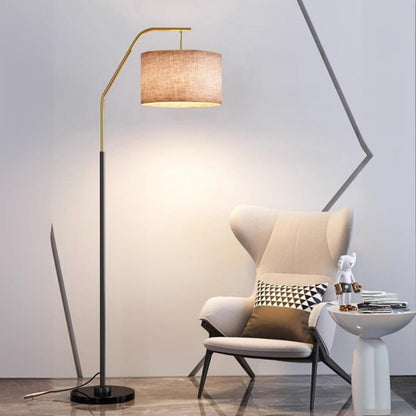 Modern Brass Drum Flexible Height Floor Lamp Foot Switch