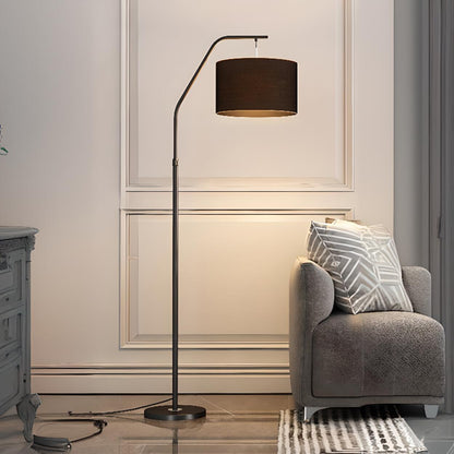 Modern Brass Drum Flexible Height Floor Lamp Foot Switch