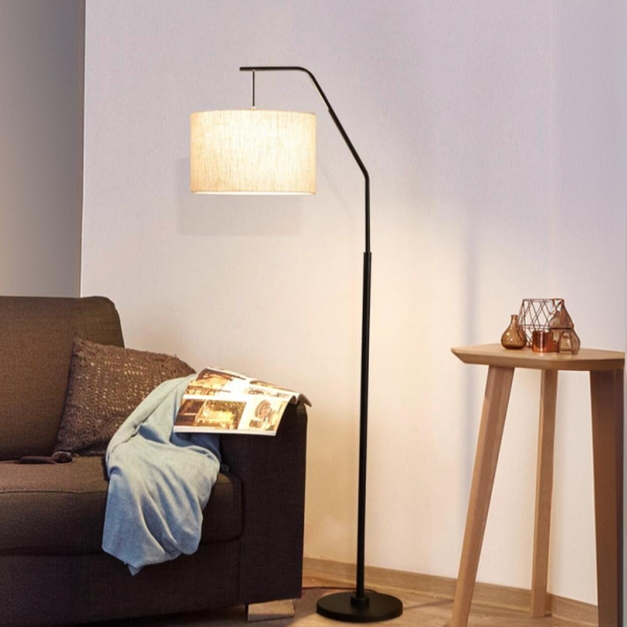 Modern Brass Drum Flexible Height Floor Lamp Foot Switch