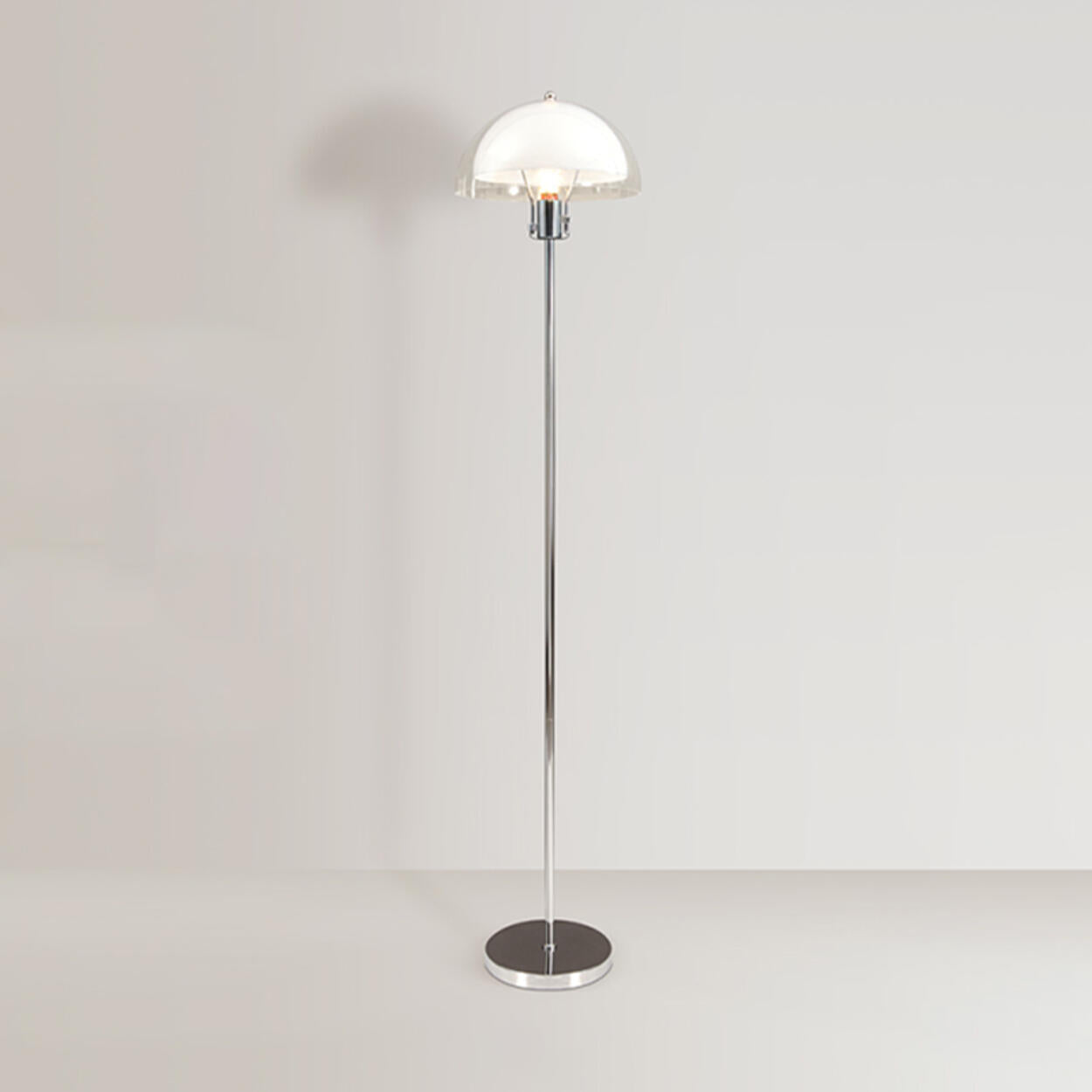 Modern Clear Dome Shade and Chrome Metal Floor Lamp