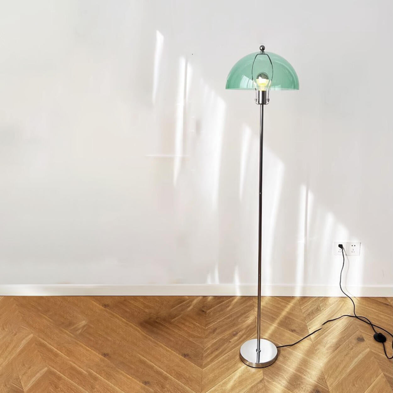 Modern Clear Dome Shade and Chrome Metal Floor Lamp