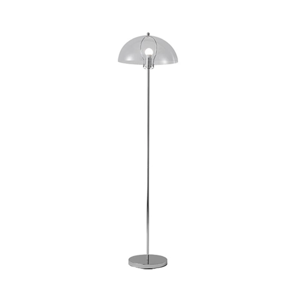 Modern Clear Dome Shade and Chrome Metal Floor Lamp