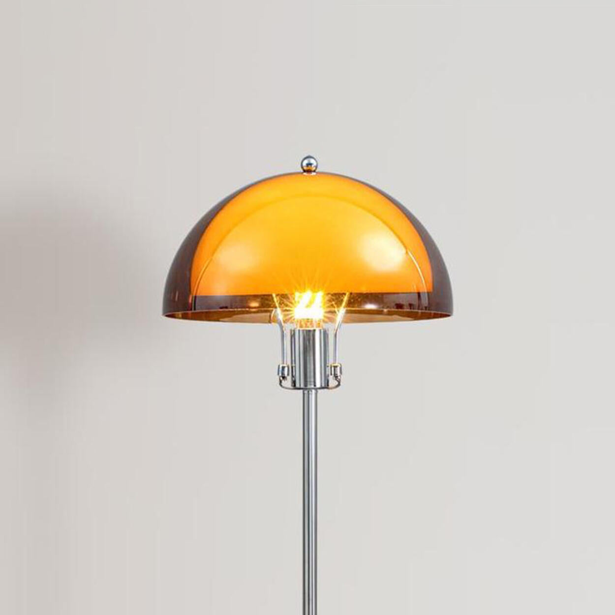 Modern Clear Dome Shade and Chrome Metal Floor Lamp