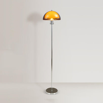 Modern Clear Dome Shade and Chrome Metal Floor Lamp