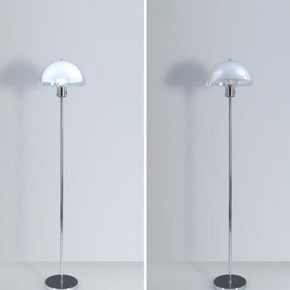 Modern Clear Dome Shade and Chrome Metal Floor Lamp