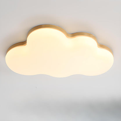 Modern Cloud-Shaped Wood Resin Flush Mount Ceiling Lamp