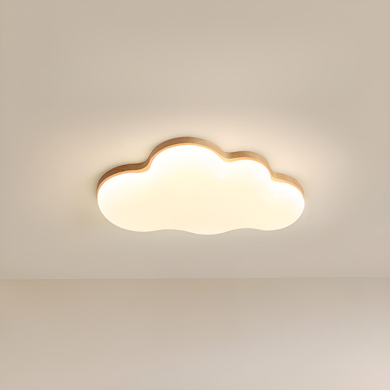 Modern Cloud-Shaped Wood Resin Flush Mount Ceiling Lamp