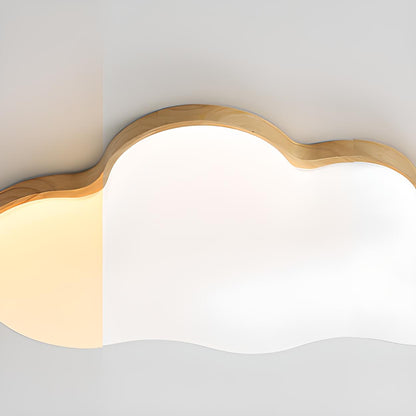 Modern Cloud-Shaped Wood Resin Flush Mount Ceiling Lamp