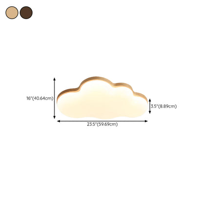 Modern Cloud-Shaped Wood Resin Flush Mount Ceiling Lamp