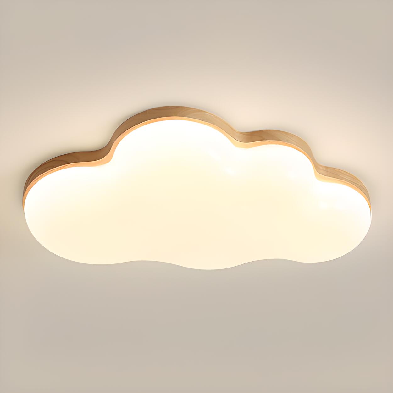 Modern Cloud-Shaped Wood Resin Flush Mount Ceiling Lamp