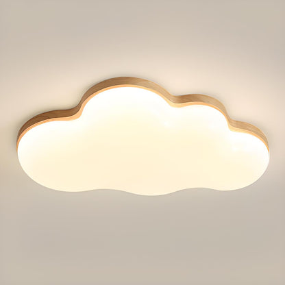 Modern Cloud-Shaped Wood Resin Flush Mount Ceiling Lamp