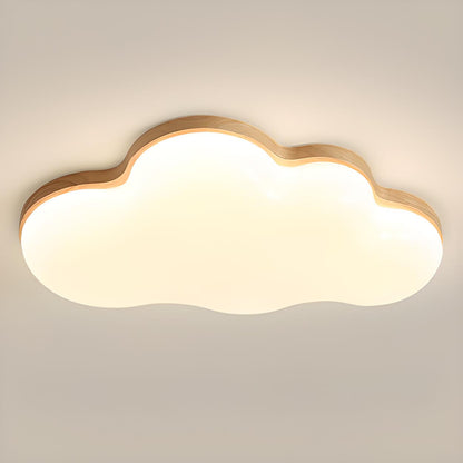 Modern Cloud-Shaped Wood Resin Flush Mount Ceiling Lamp